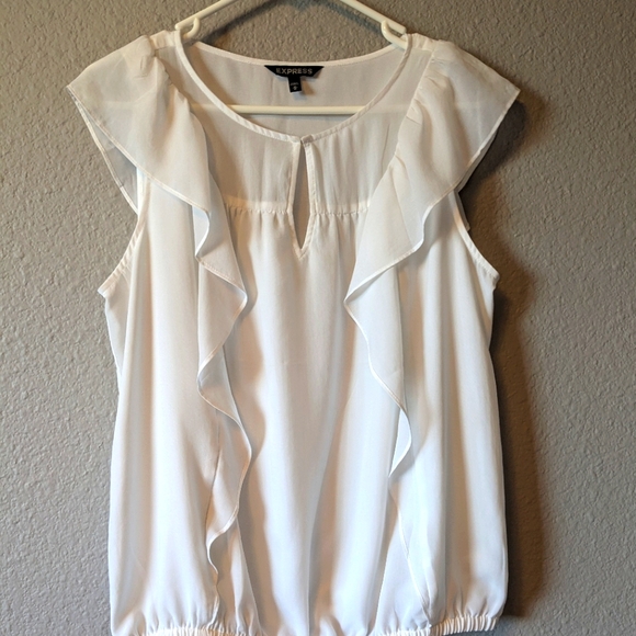 Express White Ruffled Blouse Sz.M - Picture 8 of 8